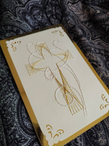 Papiernictvo - Magic card 1. sv. prijímanie s menom (Biela) - 15530788_