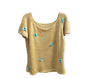 Topy, tričká, tielka - Zlatý pletený top - 15535175_