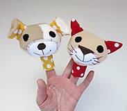 Hračky - Sada maňušiek na prst - Psíček a mačička - 15534048_