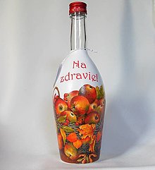 Nádoby - Ozdobná fľaša na jablkovicu Na zdravie! - 15534459_