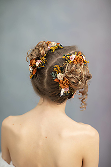 Ozdoby do vlasov - Kvetinový hrebienok "čaro zapadajúceho slnka" - 15534162_