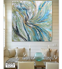 Obrazy - Maľba "Záliv"-abstrakt na zákazku - 15535611_