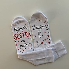 Ponožky, pančuchy, obuv - Maľované ponožky so slniečkom a srdiečkami a nápisom na želanie pre najlepšiu sestru - 15534718_