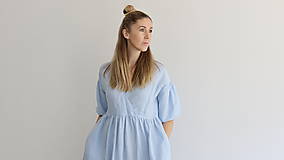 Šaty - Vzdušné ľanové šaty - Fénix (nezábudková) - 15535369_
