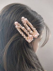Ozdoby do vlasov - Sponky s perličkami  (Ružová s otvorom) - 15536012_