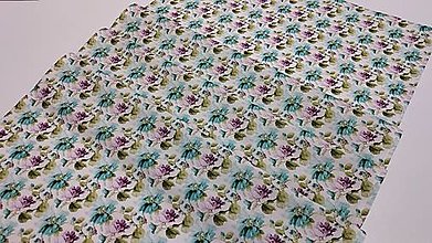 Úžitkový textil - Stredový obrus,,fialové a mint kvety" - 15537533_