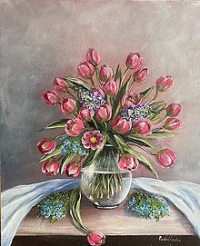 Obrazy - Zátišie tulipany 60-70 cm - 15537232_