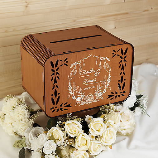 Svadobná krabička na listy a žreby od svadobných hostí - Boho