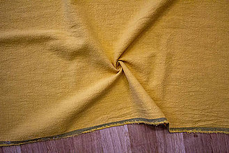 Textil - Ľan – Predpraný – Horčicová žltá KL-134 - cena za 0,5 m - 15536070_