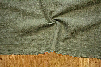 Textil - Ľan – Predpraný – Kaki (027) - cena za 0,5 m - 15536075_
