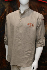 Pánske oblečenie - Pánska vyšívaná ľanová košeľa - 15536487_
