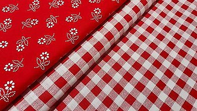 Textil - Bavlnená látka červená maxi kocka - 15539611_