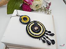 Náhrdelníky - náhrdelník kruhy čierno-žlté - 15539108_