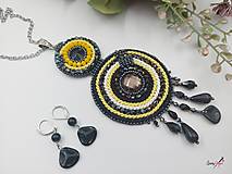 Náhrdelníky - náhrdelník kruhy čierno-žlté - 15540117_