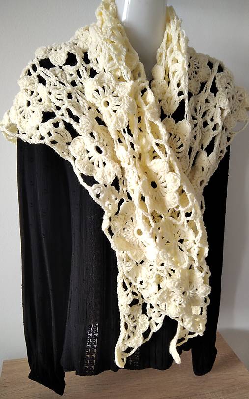 Šály a nákrčníky - EMILY cream - 15539552_