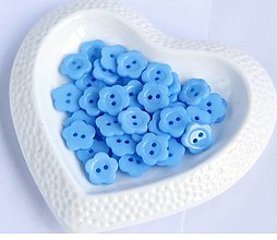Galantéria - Plastový gombík kvet 13,5 mm (10ks) - modrá - 15539751_