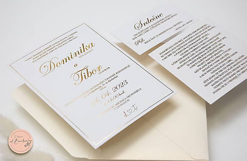 Svadobné oznámenie B#56 s metalickým zlátením