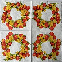 Papier - Jarný venček-tulipány a narcisky - 15541115_