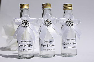 Darčeky pre svadobčanov - Svadobné fľaštičky na domácu pálenku ala svadobné pierka - 15543952_