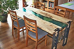 Nábytok - Industriálny jedálenský stôl javor - tyrkys - 15544022_