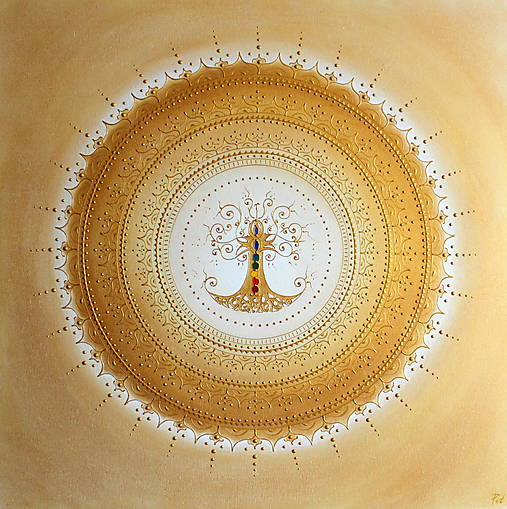 Mandala STROM ŽIVOTA (gold) 60 x 60 (60 x 60 cm)