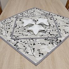 Úžitkový textil - GABRIEL - moderný bielo sivo čierny vzor na béžovej - štvorcový obrus - 15545797_