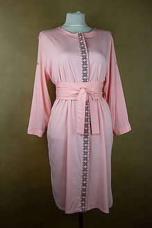 Šaty - Dámske šaty ružové -  krížiková výšivka - vzor Gemer - 15546551_