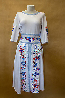 Šaty - Biele dámske šaty vyšívane – vzor Turie Pole - 15546684_