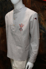 Pánske oblečenie - Pánska vyšívaná ľanová košeľa - 15546379_