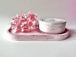 Svietidlá a sviečky - Ručne odlievaná sójová sviečka s podstavcom - Darčekový set - PINK - 15547028_