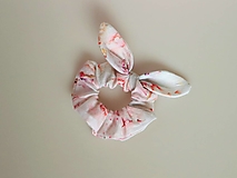 Ozdoby do vlasov - Ušatá scrunchies ľanová gumička pastelové ruže - 15550427_