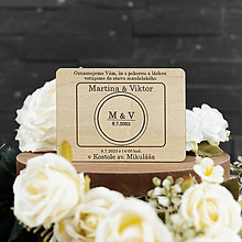 Magnetky - Drevené svadobné oznámenie s magnetkou – Simple - 15549775_