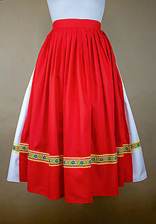 Sukne - Ženský folklórny komplet : biela sukňa so zásterkou - 15550448_