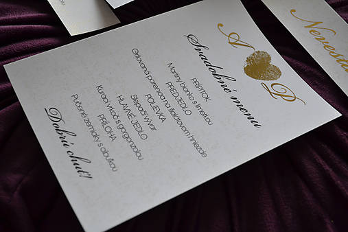Svadobné oznámenie transparentné odtlačky prstov (menu)