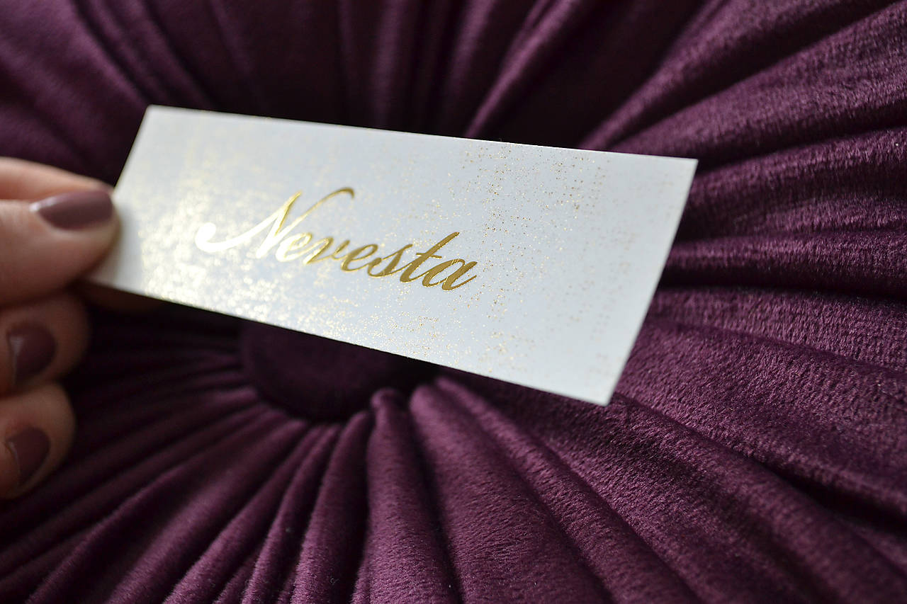 Svadobné oznámenie transparentné odtlačky prstov (menovka)