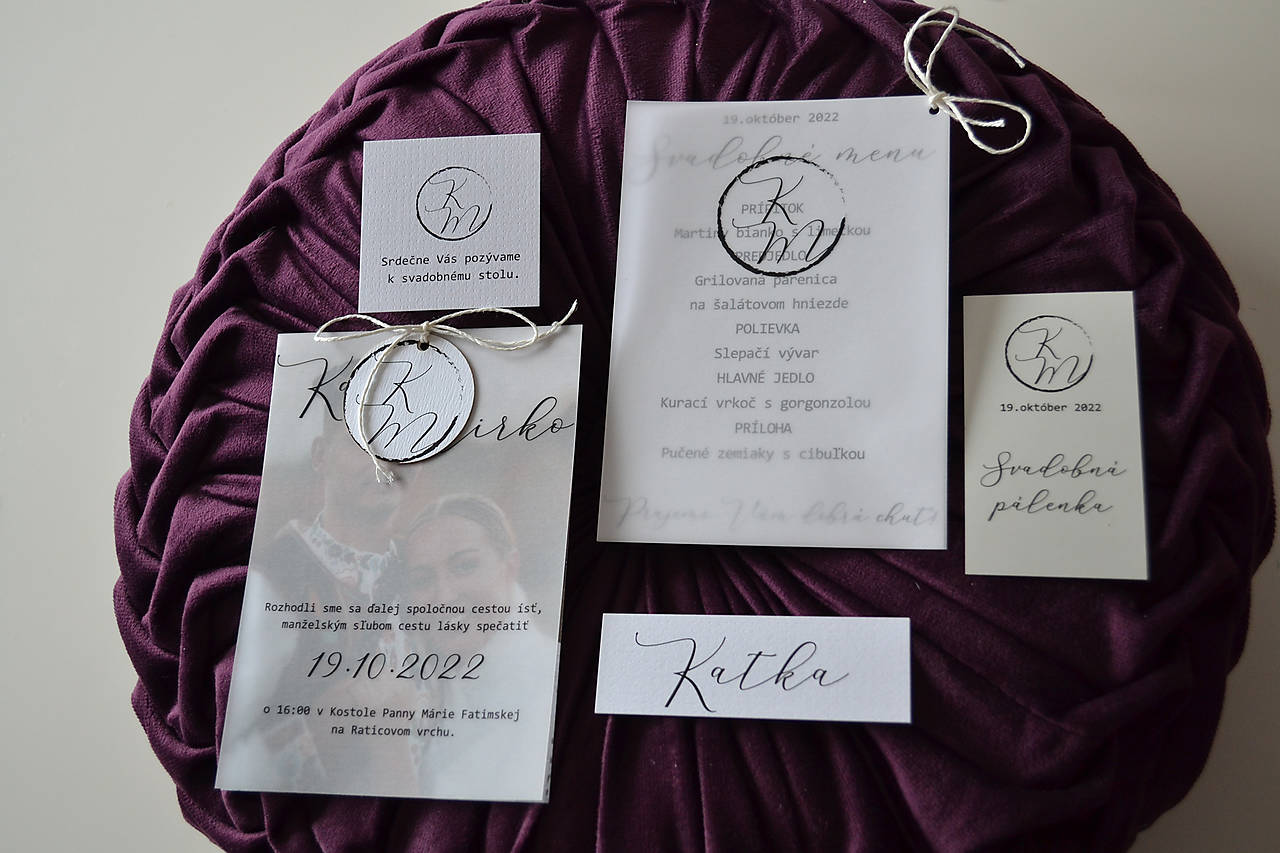 Svadobné oznámenie pár s fotkou
