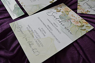 Papiernictvo - Svadobné oznámenie zelené s ružami  (menu) - 15549982_