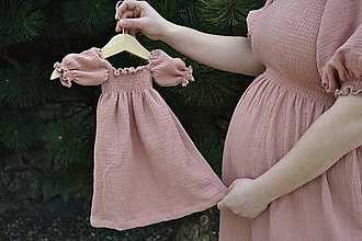 Tehotenské oblečenie - Tehotenské mama a dcéra mušelínky - 15550305_