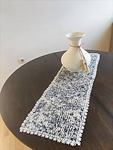 Úžitkový textil - Háčkovaná štóla modro biela - 15551967_