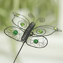 Dekorácie - motýľ letí- zápich  (zelená) - 15553400_