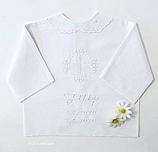 Detské oblečenie - košieľka na krst vyšívaná  (biela) - 15553774_