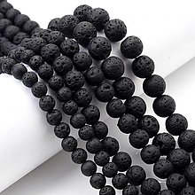 Korálky - Láva syntetická farbená 8 mm (10ks) - čierna - 15552818_