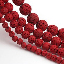 Korálky - Láva syntetická farbená 8 mm (10ks) - červená - 15552863_