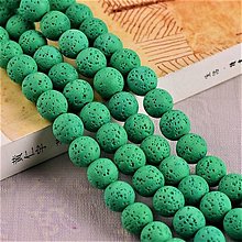 Korálky - Láva syntetická farbená 8 mm (10ks) - zelená - 15552974_
