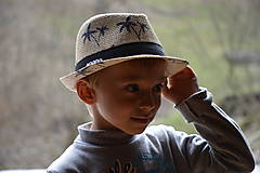 Detské čiapky - AKCIA ! ♥ Detský slamený klobúk  palmy (prírodná hnedá) - 15554695_