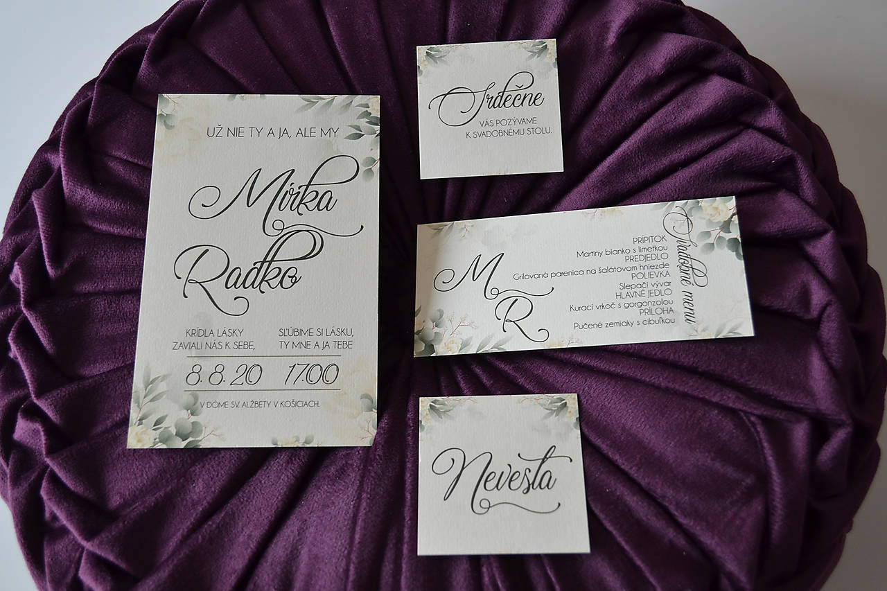 Svadobné oznámenie zelené 