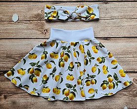 Detské oblečenie - Detská točivá sukňa a čelenka - citróny na bielej - 15554835_
