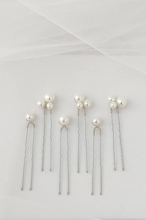 Svadobné perlové vlásenky Olívia (Strieborné)
