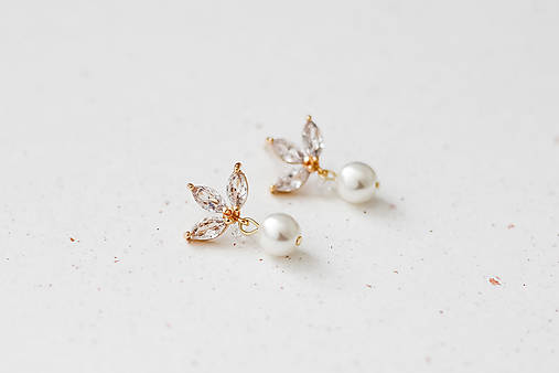  - Svadobné perlové náušnice  (Zlatá) - 15555856_