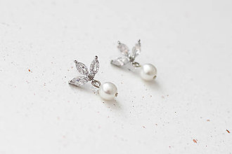 Náušnice - Svadobné perlové náušnice  (Strieborné) - 15555860_